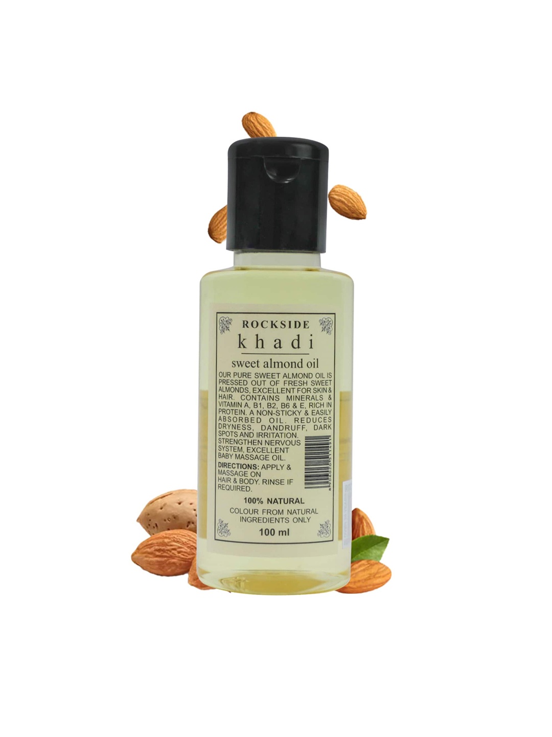 

ROCKSIDE KHADI Natural Set Of 2 Sweet Almond Oil - 100ml Each, Yellow