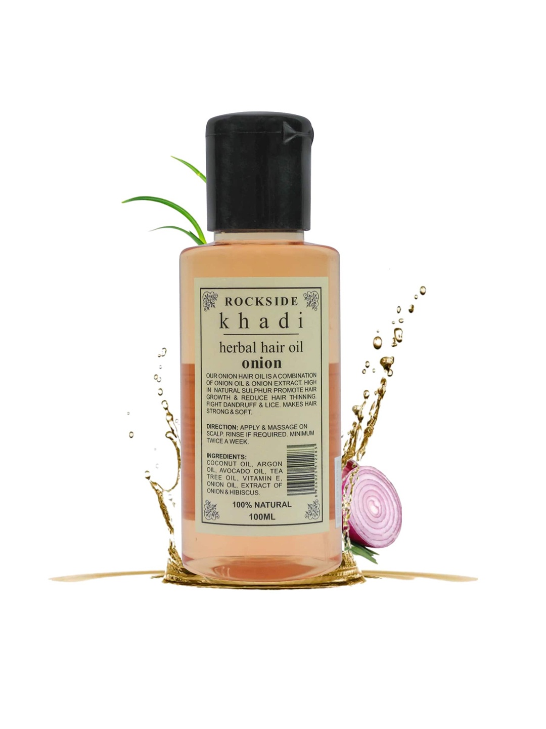 

ROCKSIDE KHADI Herbal Set Of 2 Onion Hair Oil - 100ml Each, Yellow