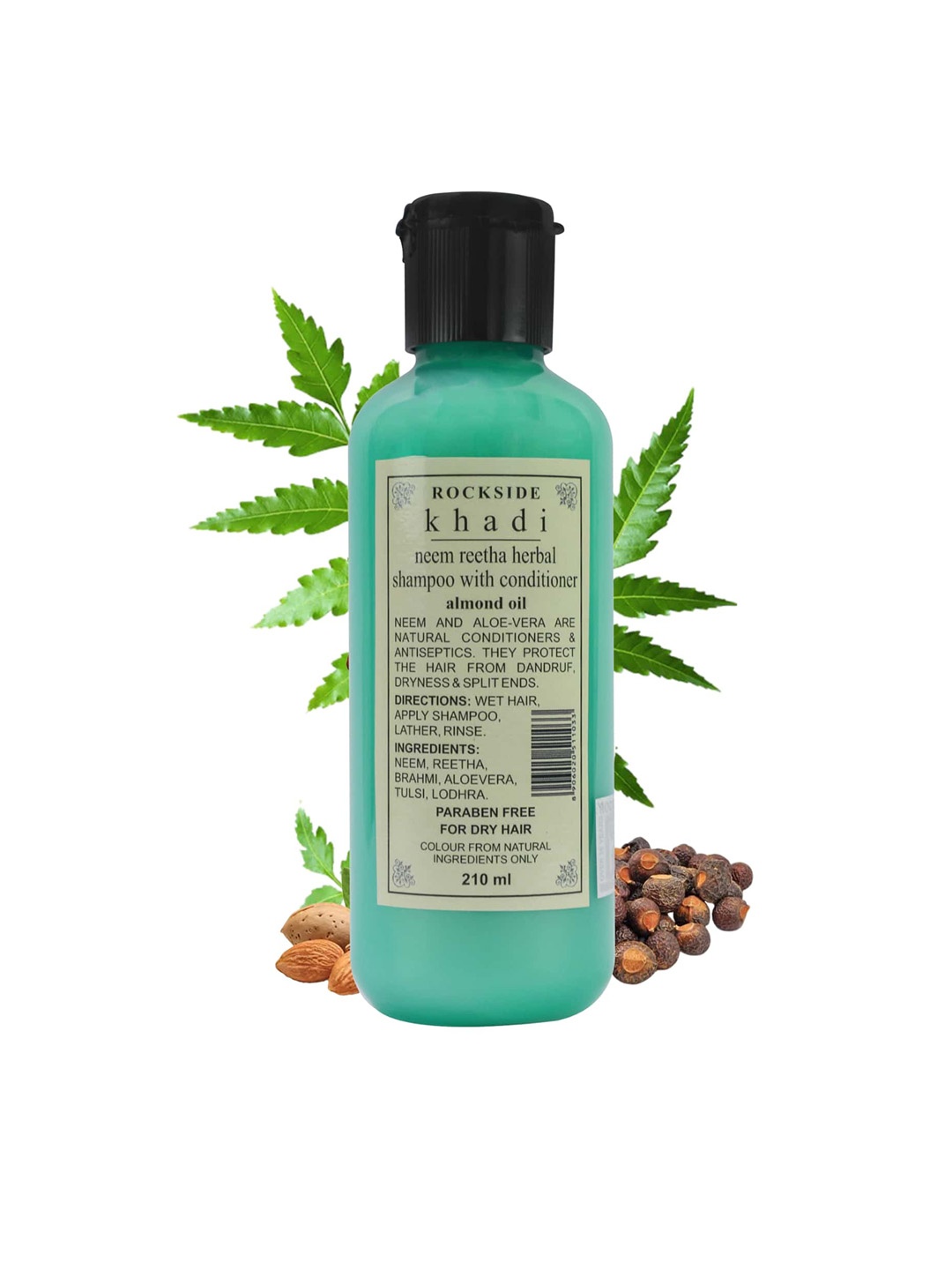 

ROCKSIDE KHADI Set of 4 Neem Reetha Herbal Shampoo with Conditioner - 210ml Each, Green