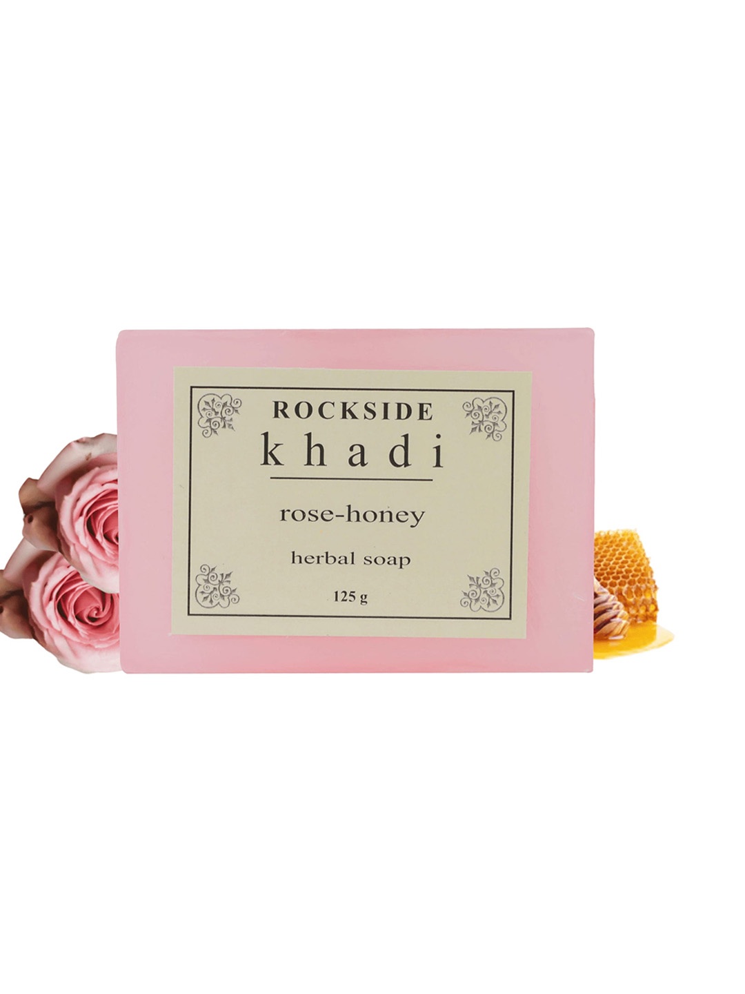 

ROCKSIDE KHADI Set Of 4 Herbal Soap With Rose & Honey - 125g Each, Pink