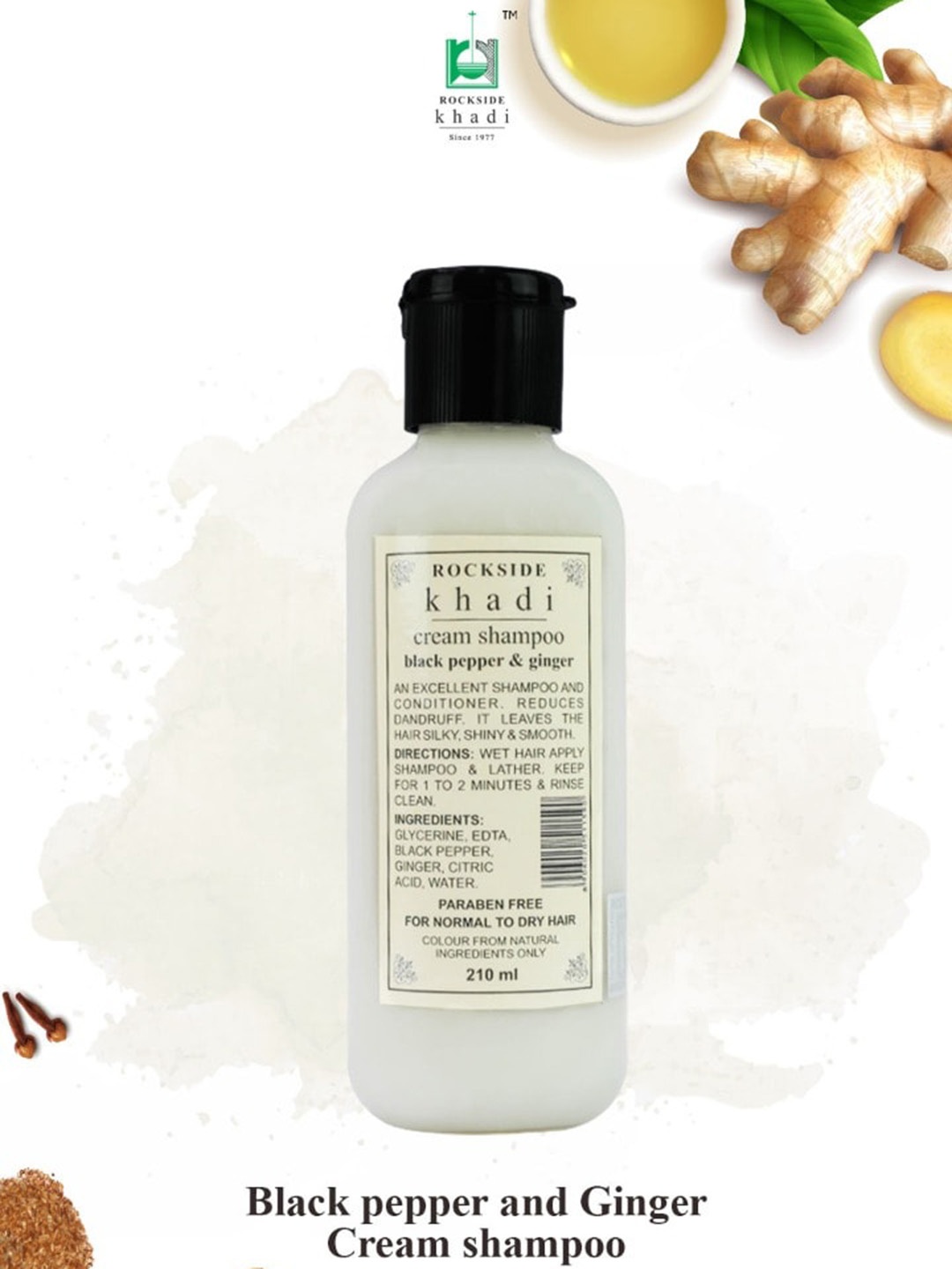 

ROCKSIDE KHADI Set of 3 Black Pepper & Ginger Cream Shampoo - 210 ml each