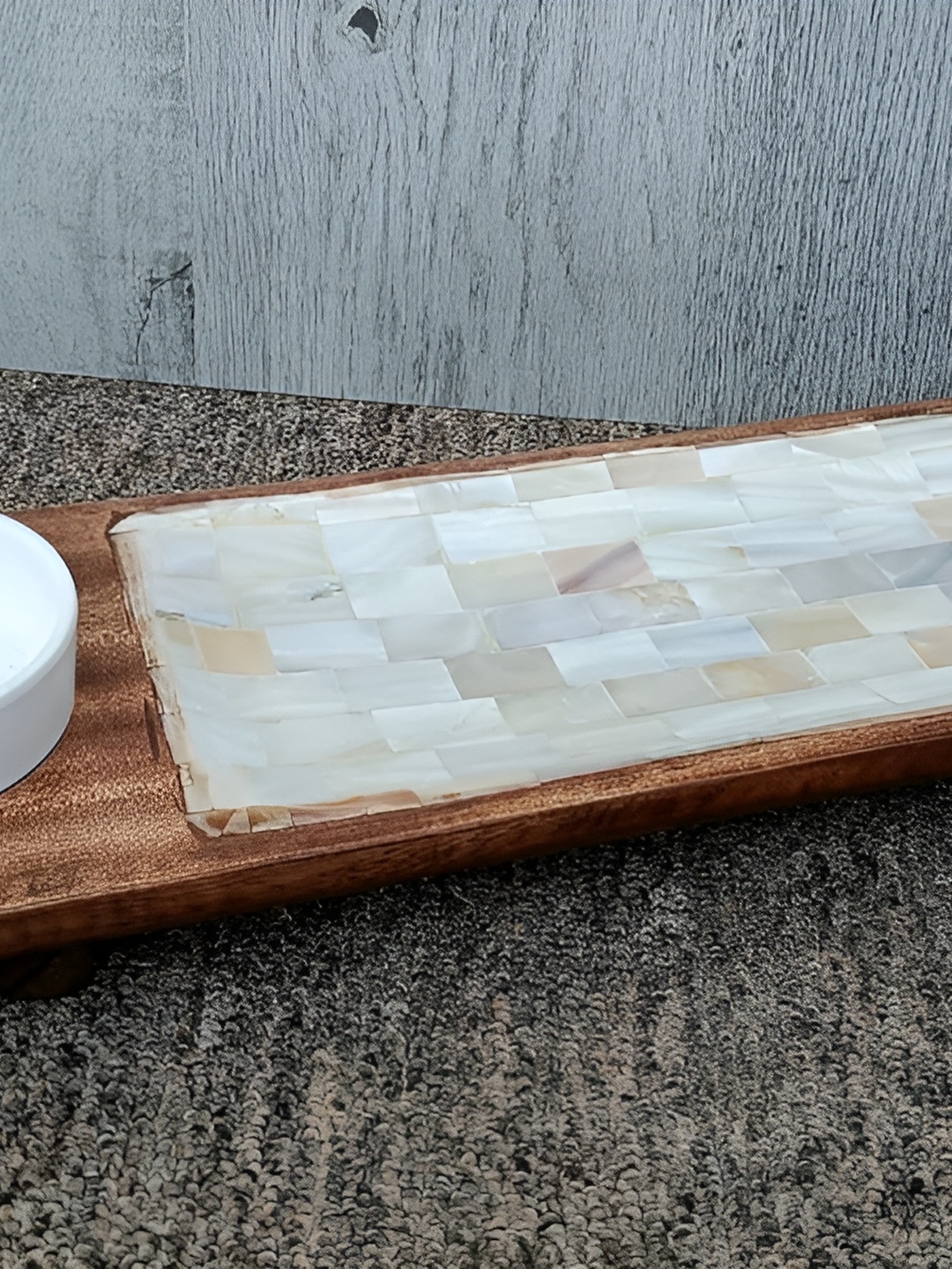 

INDIA MEETS INDIA Brown Textured Wooden Tray