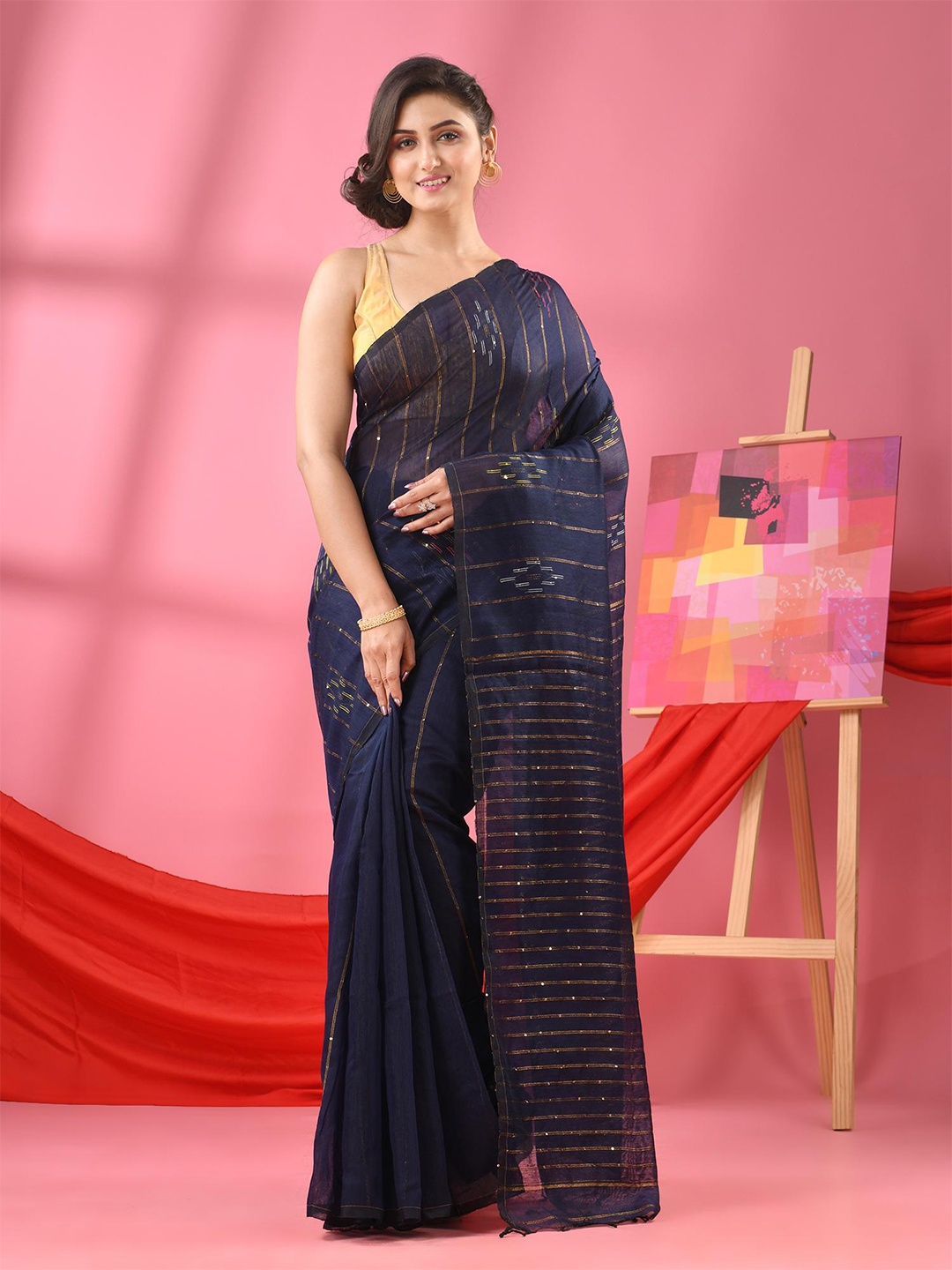 

Angoshobha Sequinned Saree, Blue