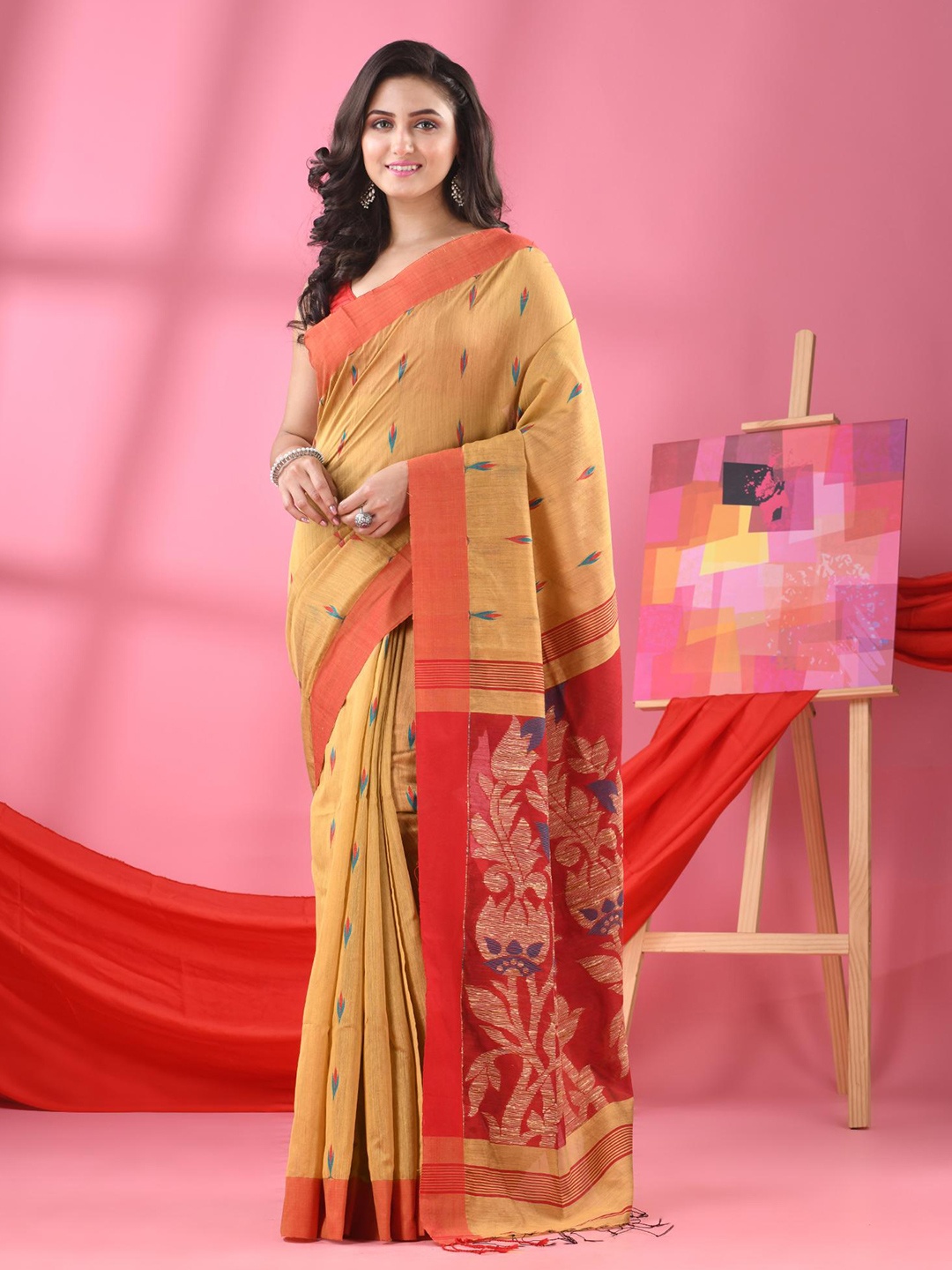 

Angoshobha Ethnic Motifs Saree, Beige