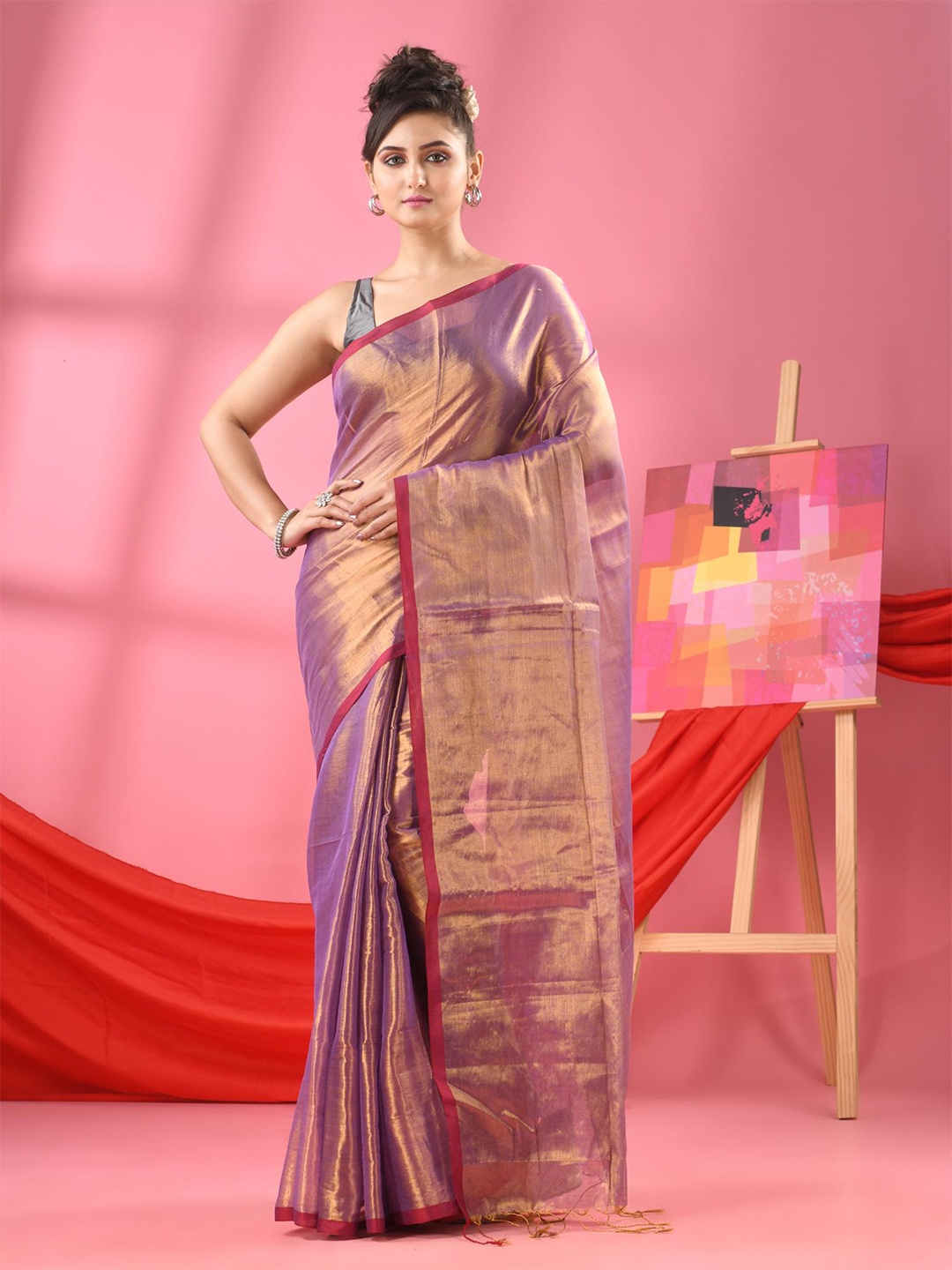 

Angoshobha Pure Cotton Saree, Violet