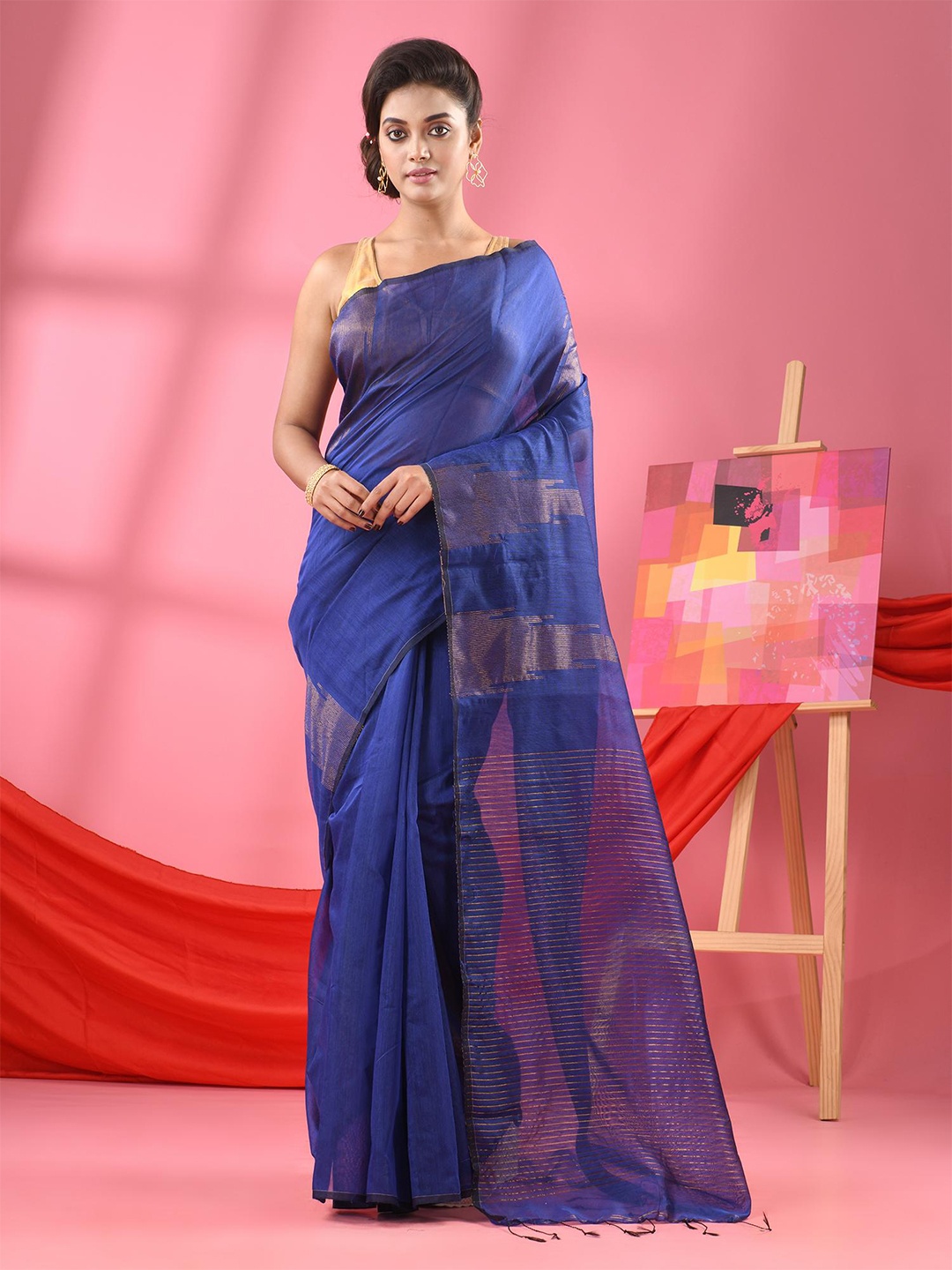 

Angoshobha Woven Design Zari Saree, Blue