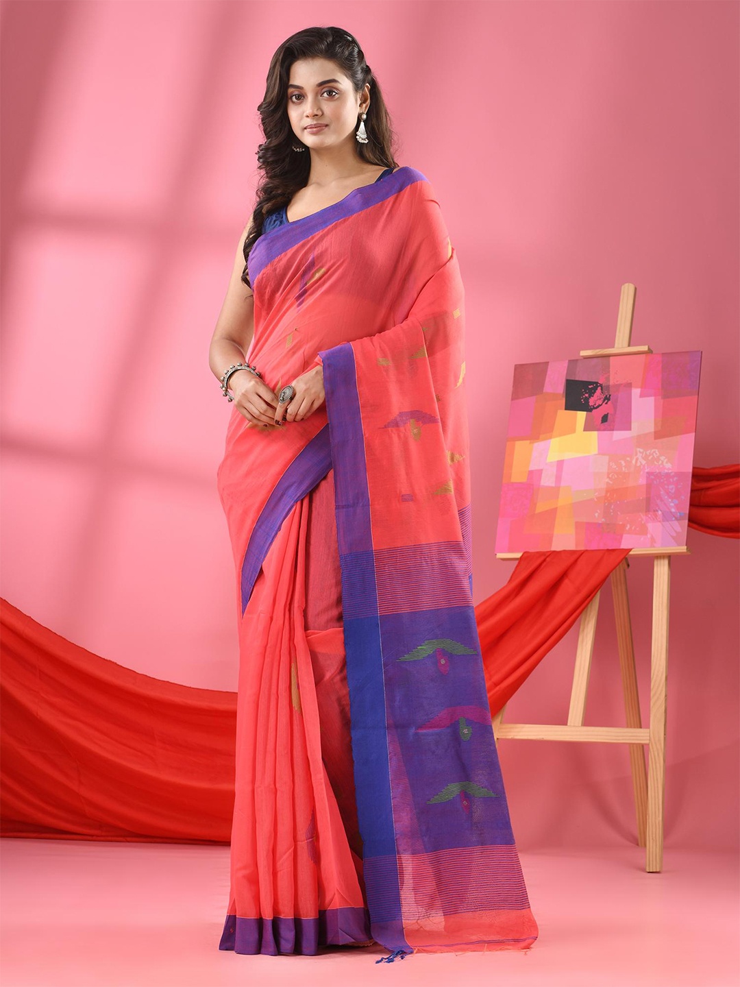 

Angoshobha Ethnic Motifs Woven Designed Saree, Peach