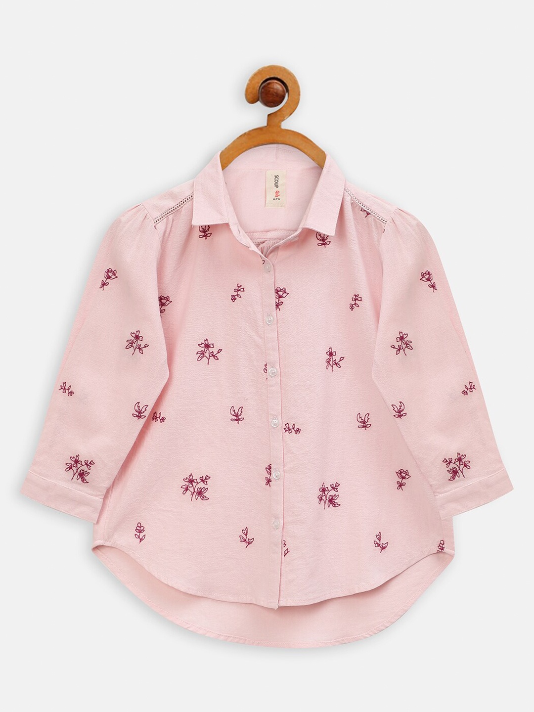 

SCOUP Girls Floral Printed Cotton Top, Mauve