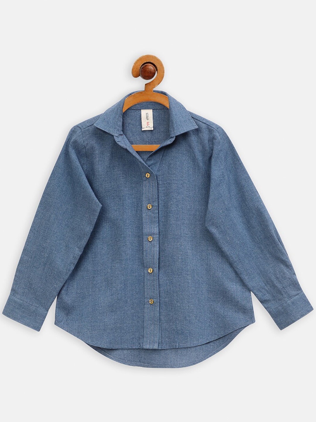 

SCOUP Girls Spread Collar Cotton Top, Blue
