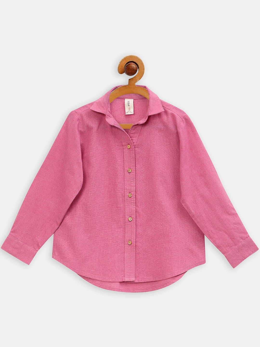 

SCOUP Girls Cotton Spread Collar Cuffed Sleeves Shirt Style Top, Pink