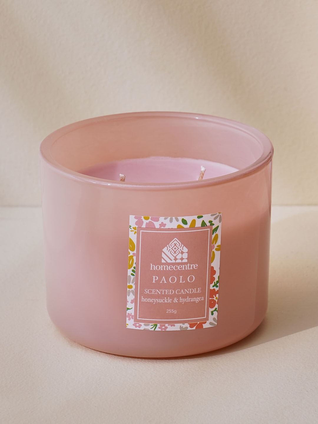 

Home Centre Pink Paolo Honeysuckle and Hydrangea Scented 2-Wick Jar Candle