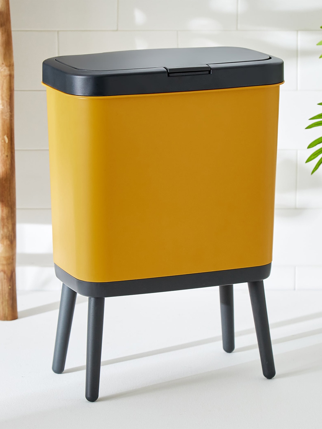 

Home Centre Yellow Sedona Polypropylene Waste Bin with Stand - 15L