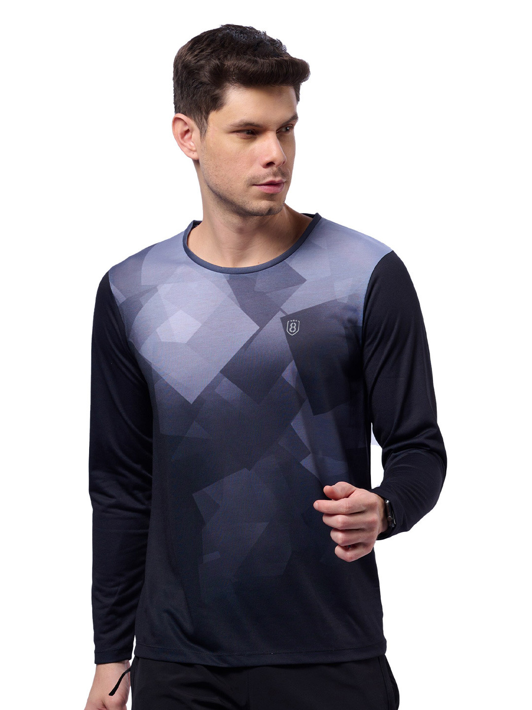 

DOMIN8 Printed Round Neck Long Sleeves Regular Fit T-shirt, Black