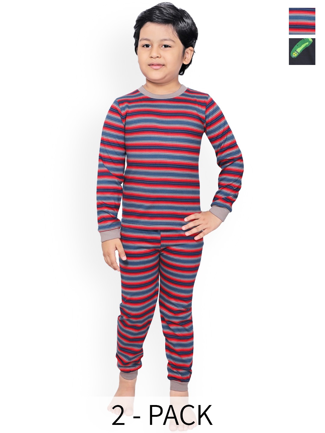 

BAESD Boys Pack Of 2 Conversational Printed Night Suit B-RIKI-1203, Black