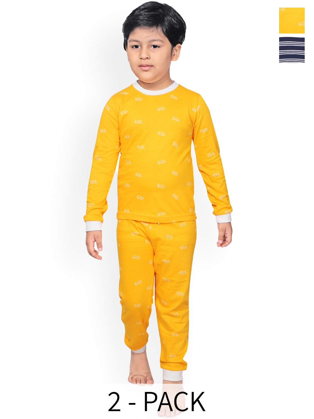 

BAESD Boys Pack Of 2 Conversational Printed Night Suit, Orange