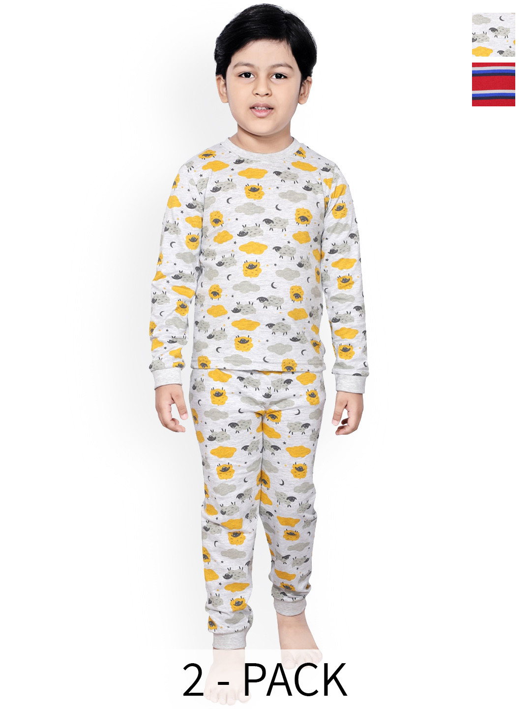 

BAESD Boys Pack Of 2 Conversational Printed Night Suit, White