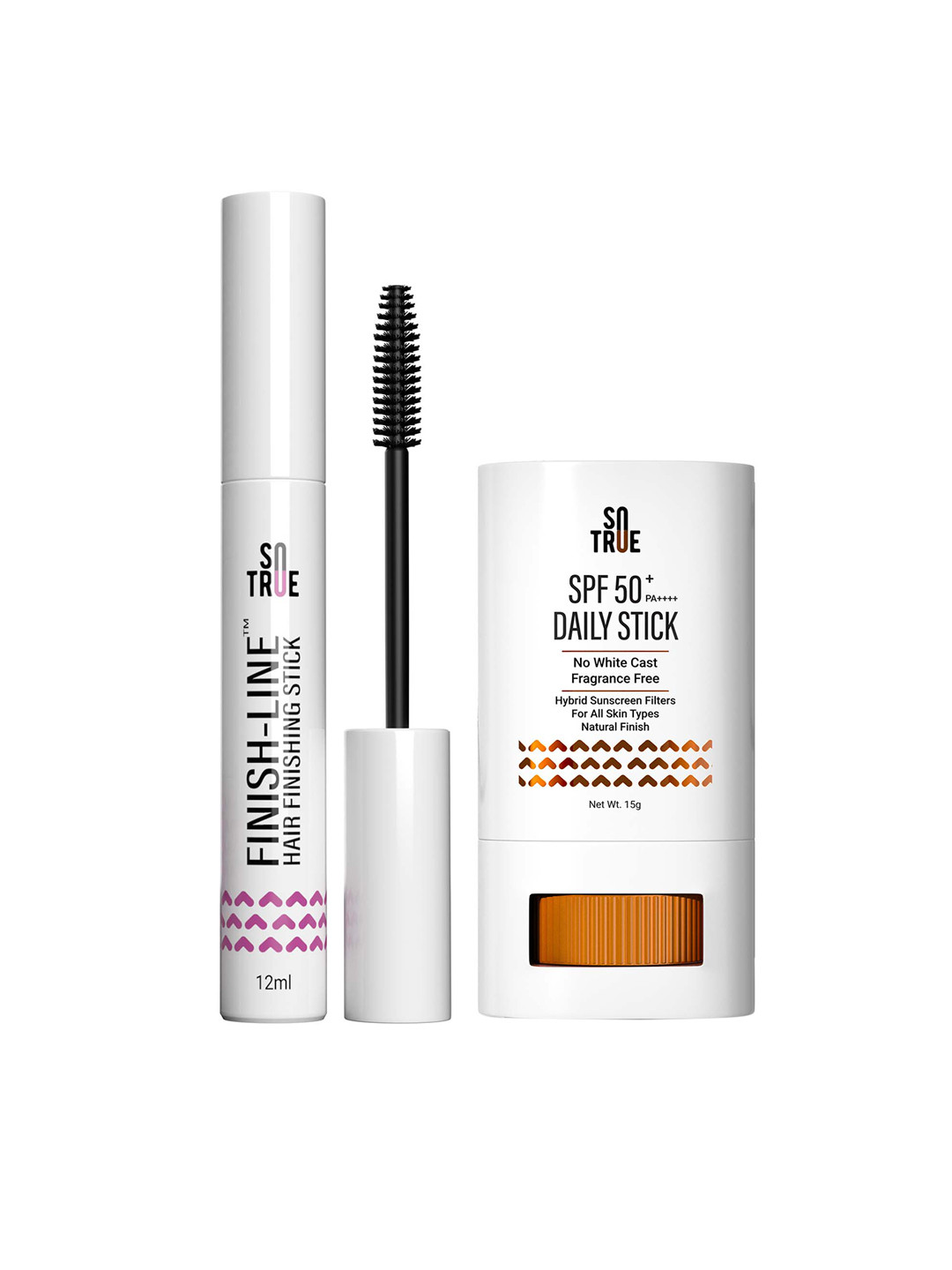 

SOTRUE Set of SPF 50+ Daily Sunscreen Stick-15g & Finish Line Hair Finishing Stick-12ml, White
