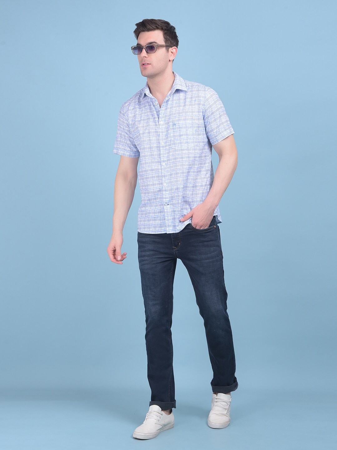 

Crimsoune Club Classic Slim Fit Opaque Checked Casual Shirt, Purple