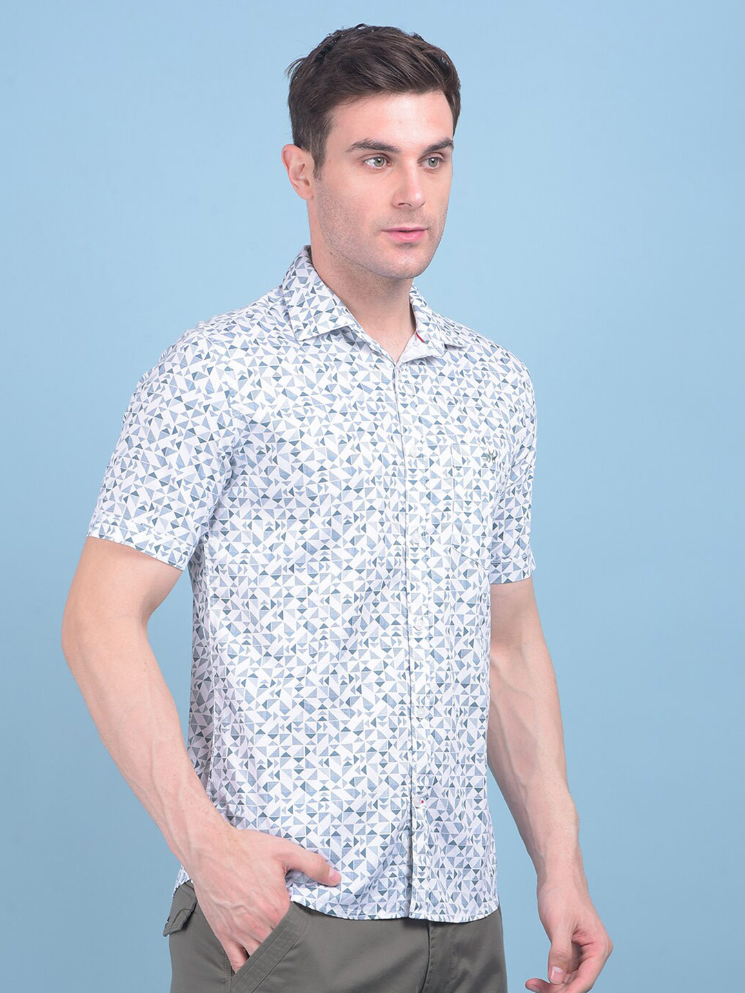 

Crimsoune Club Classic Slim Fit Floral Opaque Printed Casual Shirt, Green