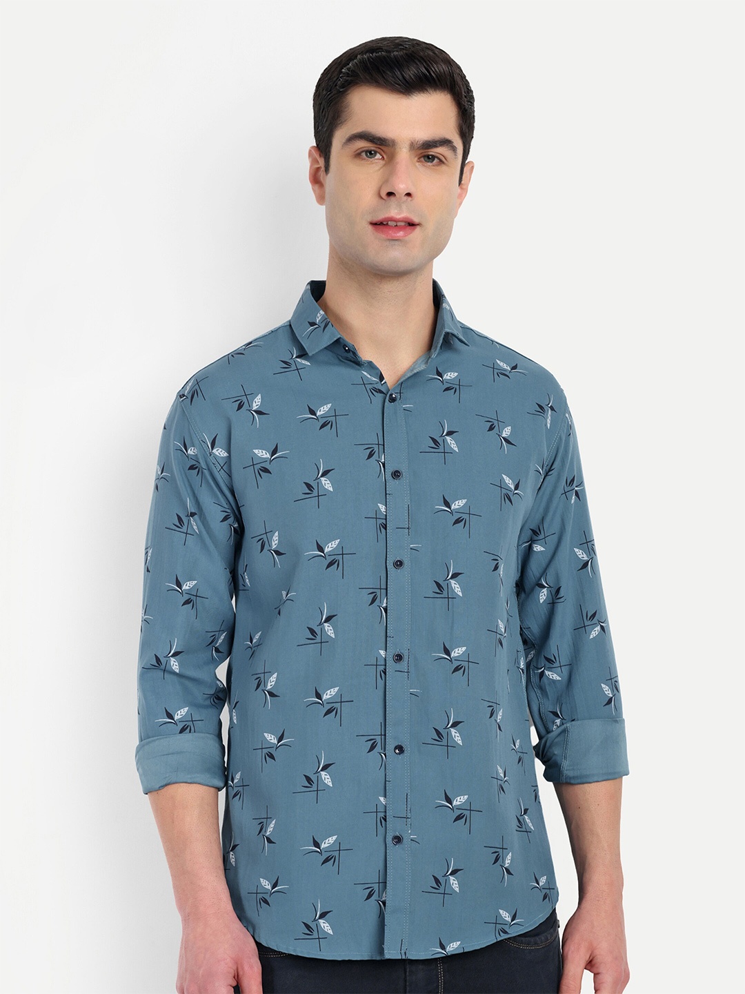 

S-LINE Classic Opaque Printed Cotton Casual Shirt, Blue