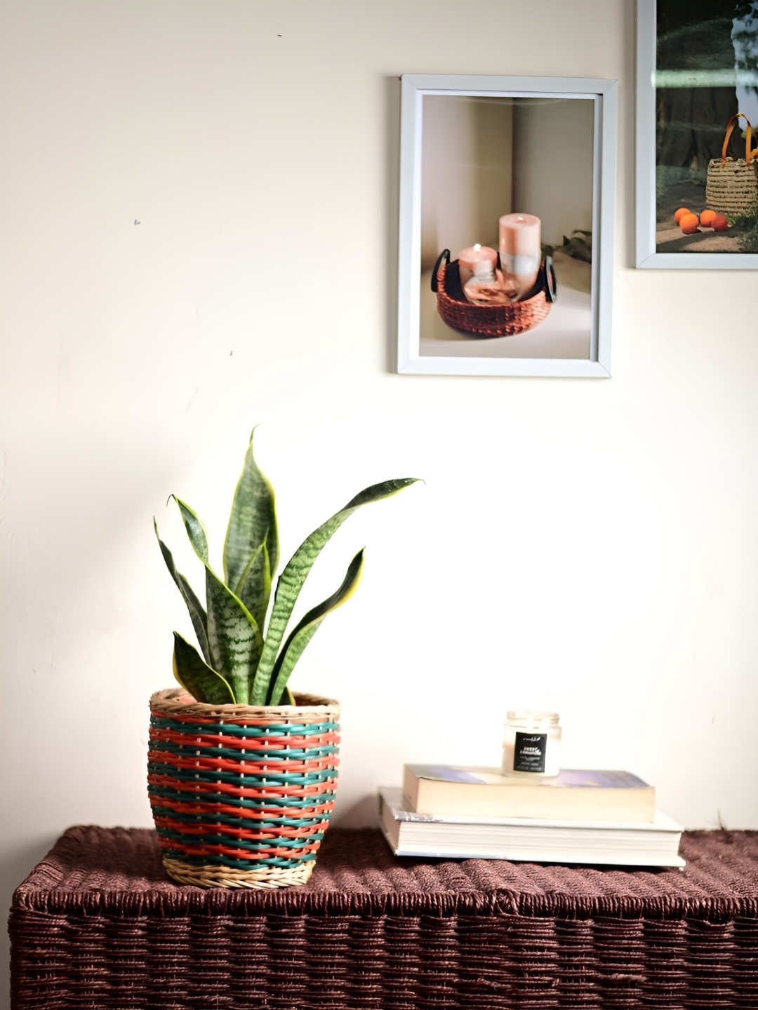 

KADAM HAAT Brown & Red Textured Jute Planter
