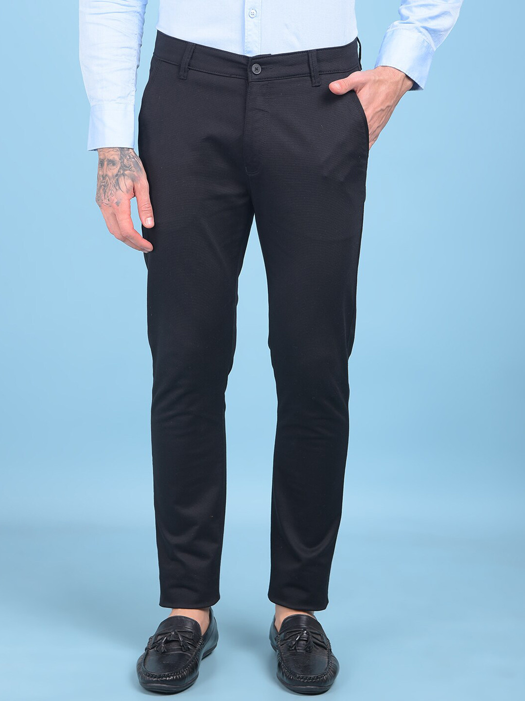 

Crimsoune Club Men Smart Slim Fit Easy Wash Chinos Trouser, Black