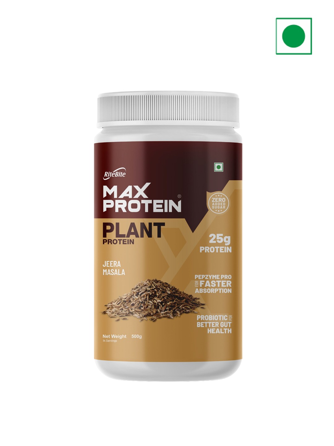 

Ritebite Max Protein Jeera Masala Plant Protein - 500gm, Yellow