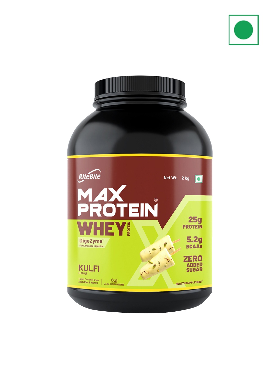 

Ritebite Max Protein Kulfi Whey Proteins-2Kg, Yellow