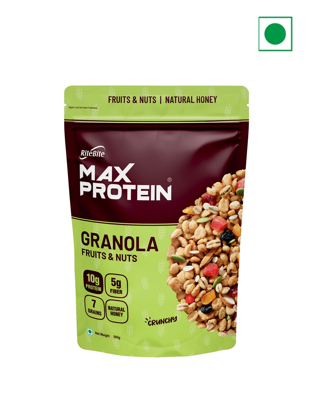 

Ritebite Max Protein Granola Fruit & Nut - 500gms, Yellow