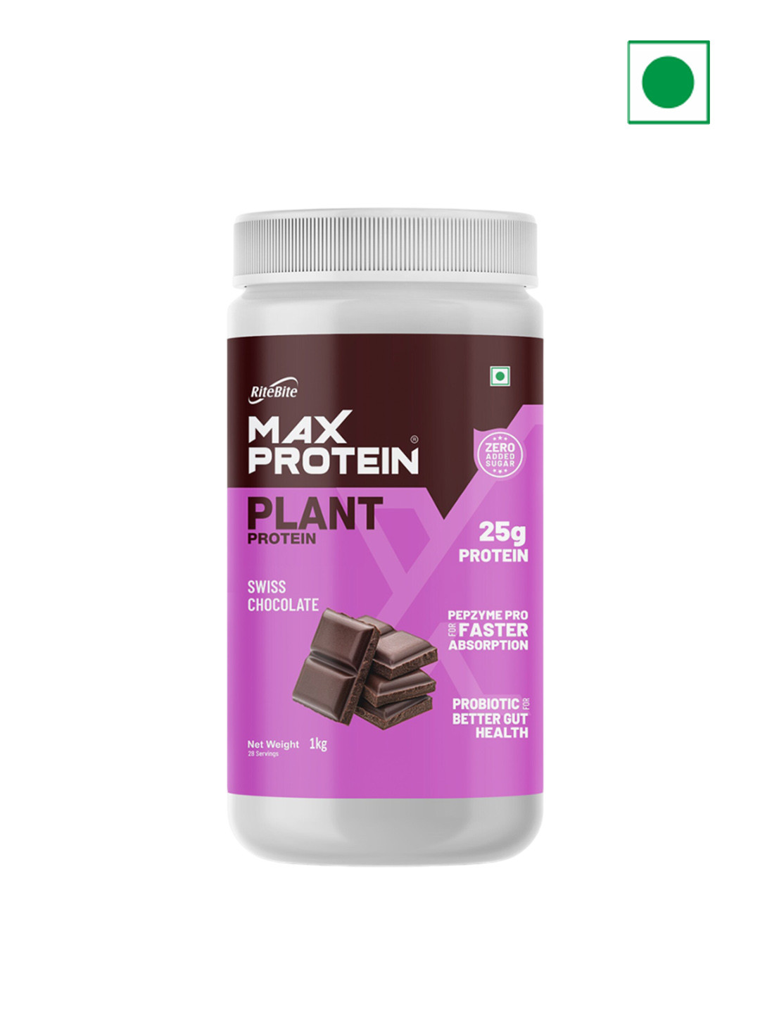 

Ritebite Max Protein Swiss Chocolate Plant Protein- 1Kg, Yellow