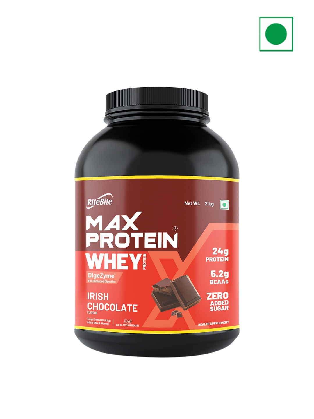 

Ritebite Max Protein Whey Protein Irish Chocolate - 2kg, Yellow