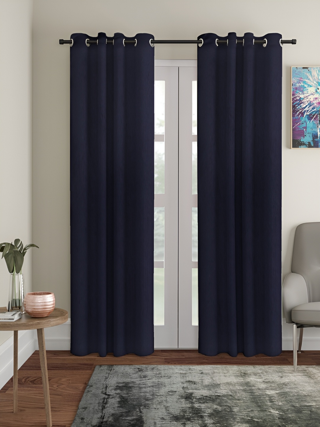 

Aura Blue 2 Pieces Room Darkening Door Curtains