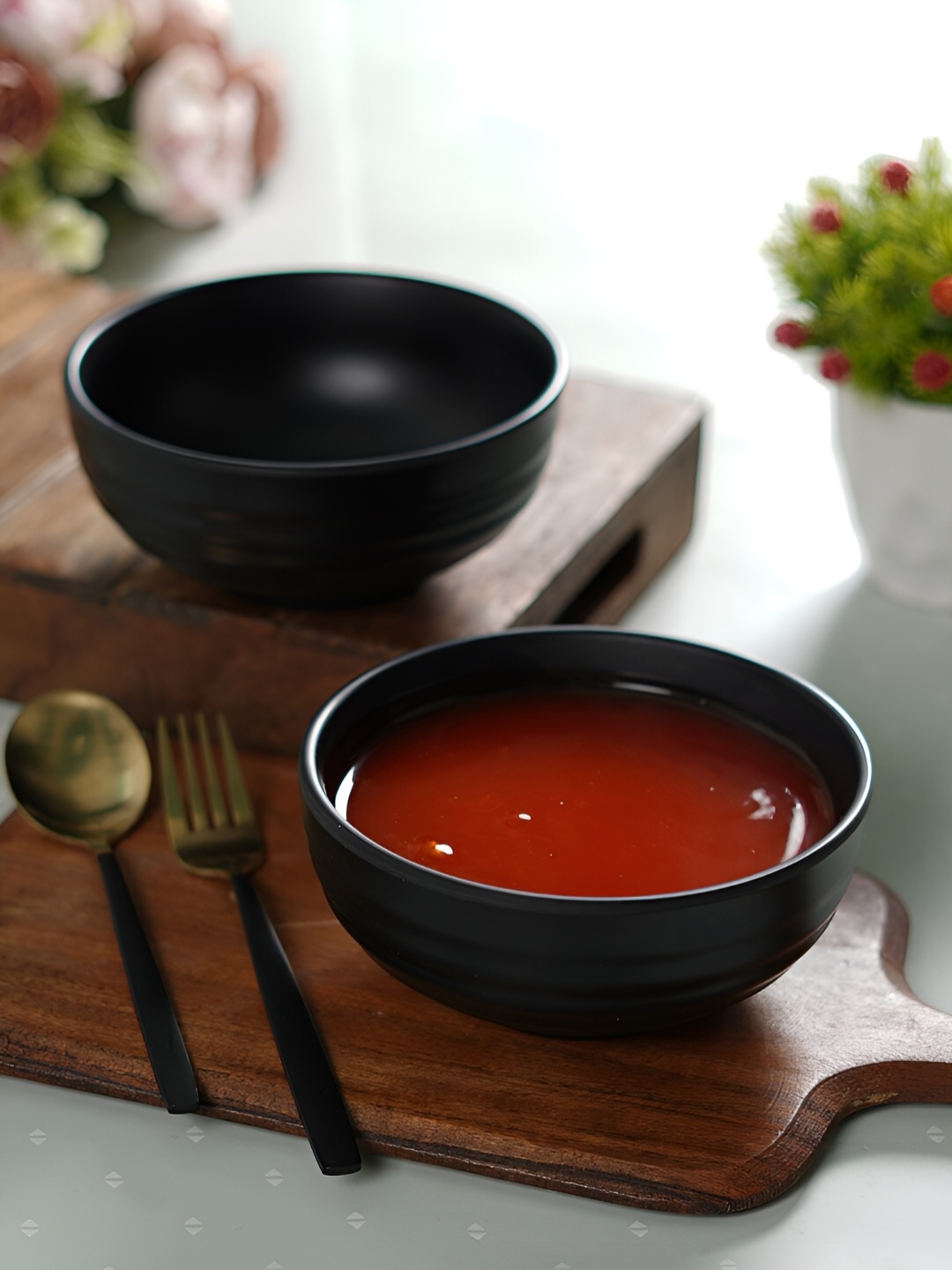 

CDI Black 2Pcs Glossy Dishwasher And Microwave Safe Bowls