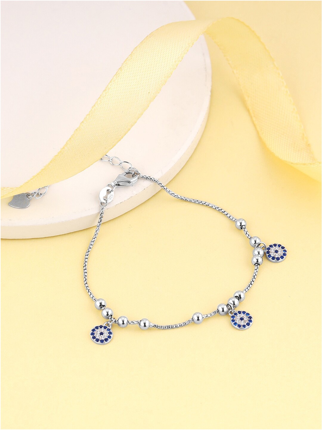

GIVA Women 925 Sterling Silver Rhodium-Plated Adjustable Charm Bracelet