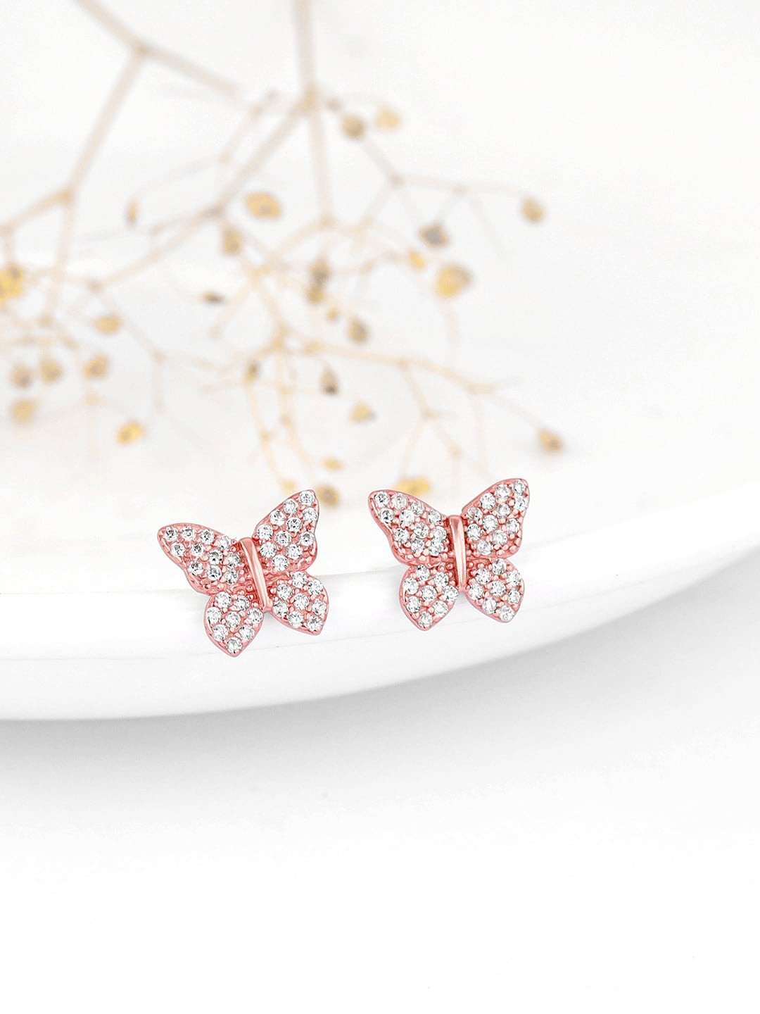 

GIVA Rose Gold-Plated 925 Sterling Silver Butterfly Shaped Zircon Studs Earrings