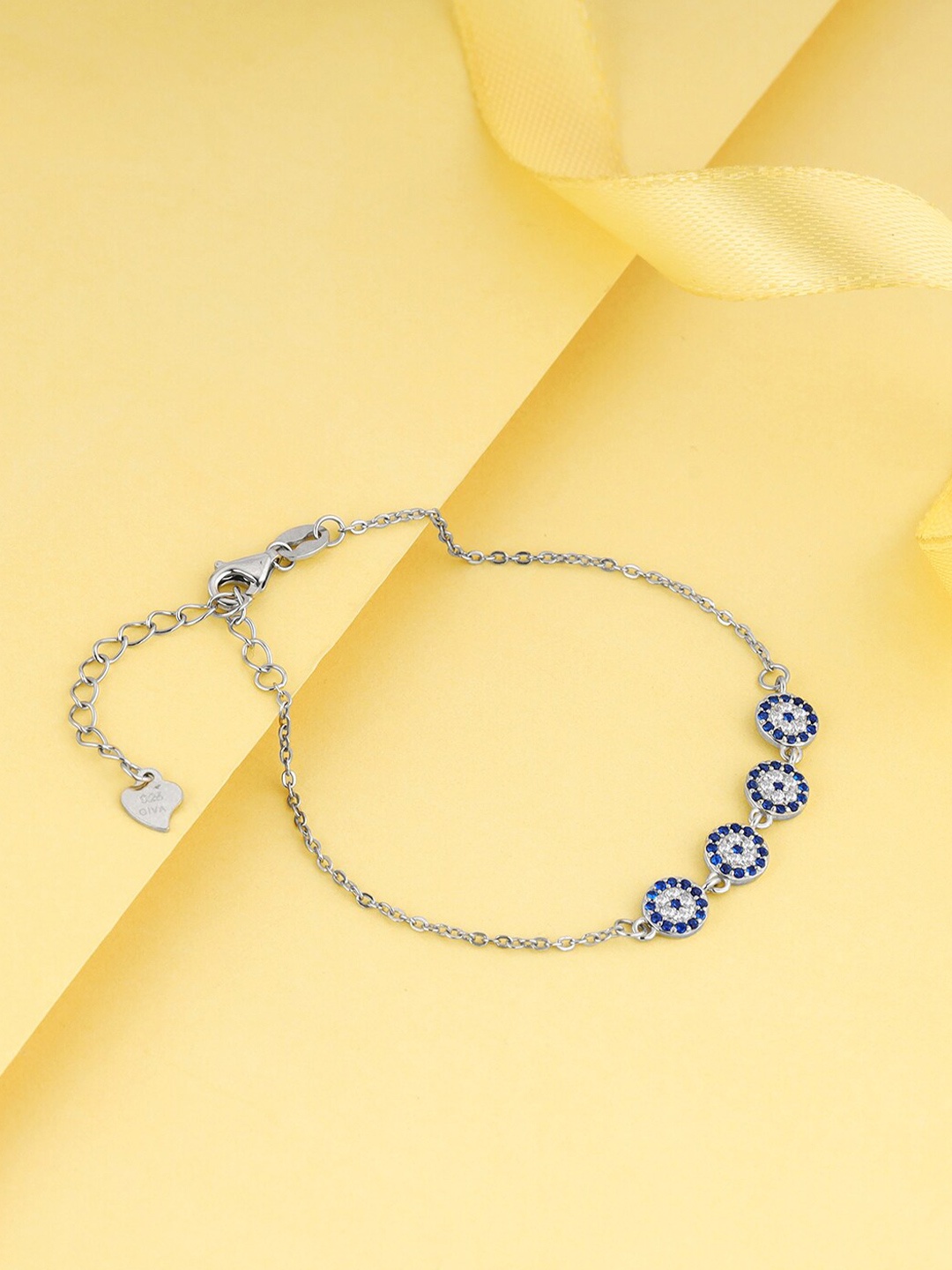 

GIVA Women 925 Sterling Silver Rhodium-Plated Adjustable Charm Bracelet