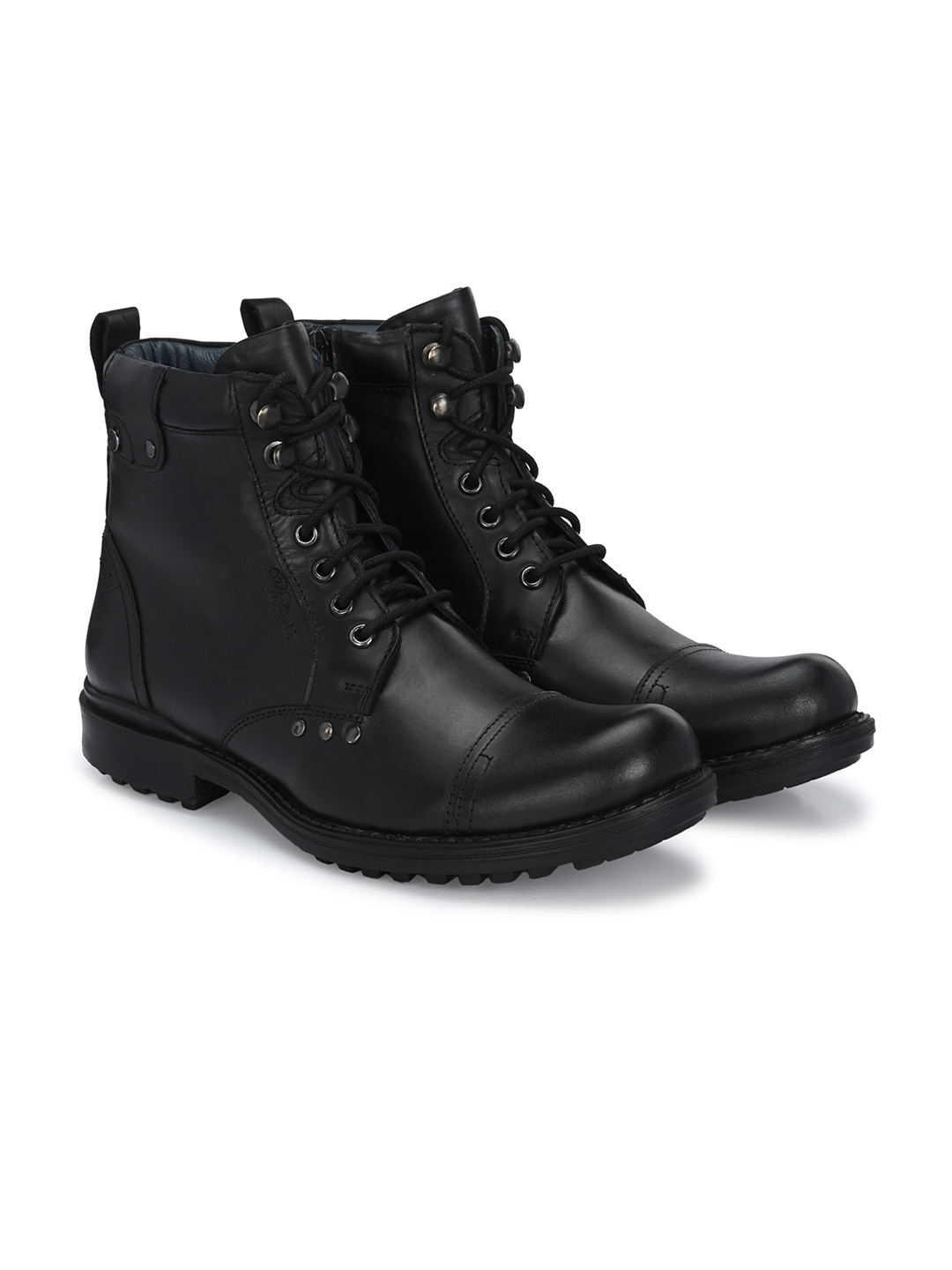 

Delize Men Leather Mid-Top Boots, Black
