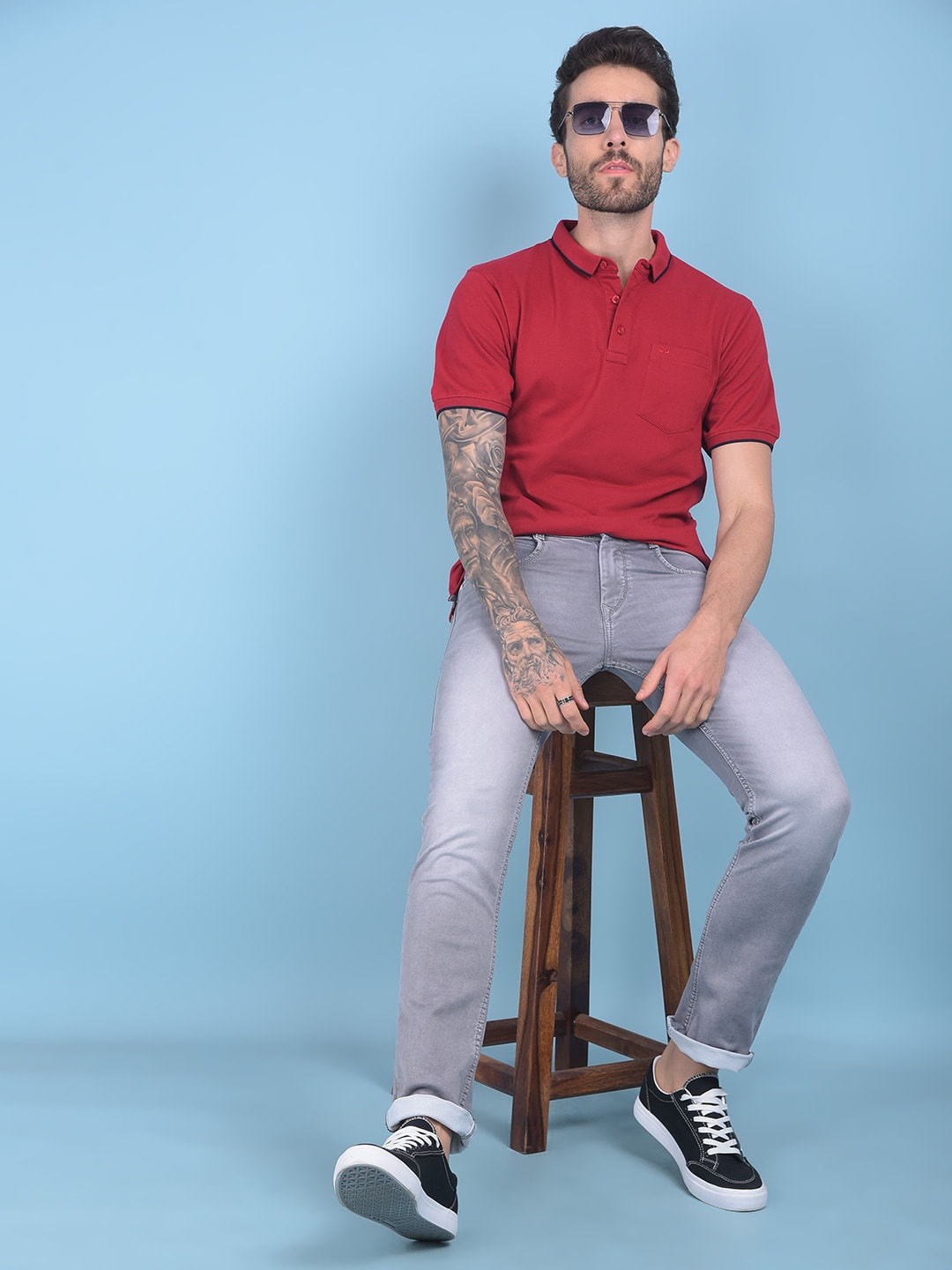 

Crimsoune Club Typography Short Sleeves Polo Collar Slim Fit T-shirt, Maroon