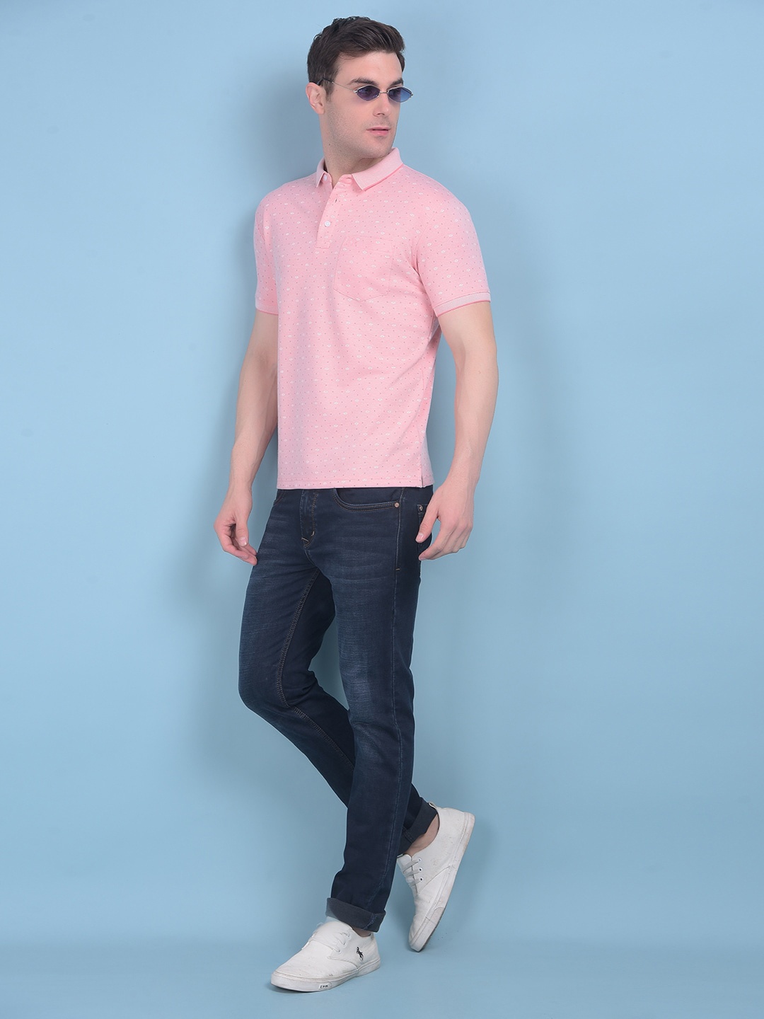 

Crimsoune Club Polo Collar Pockets Slim Fit T-shirt, Peach