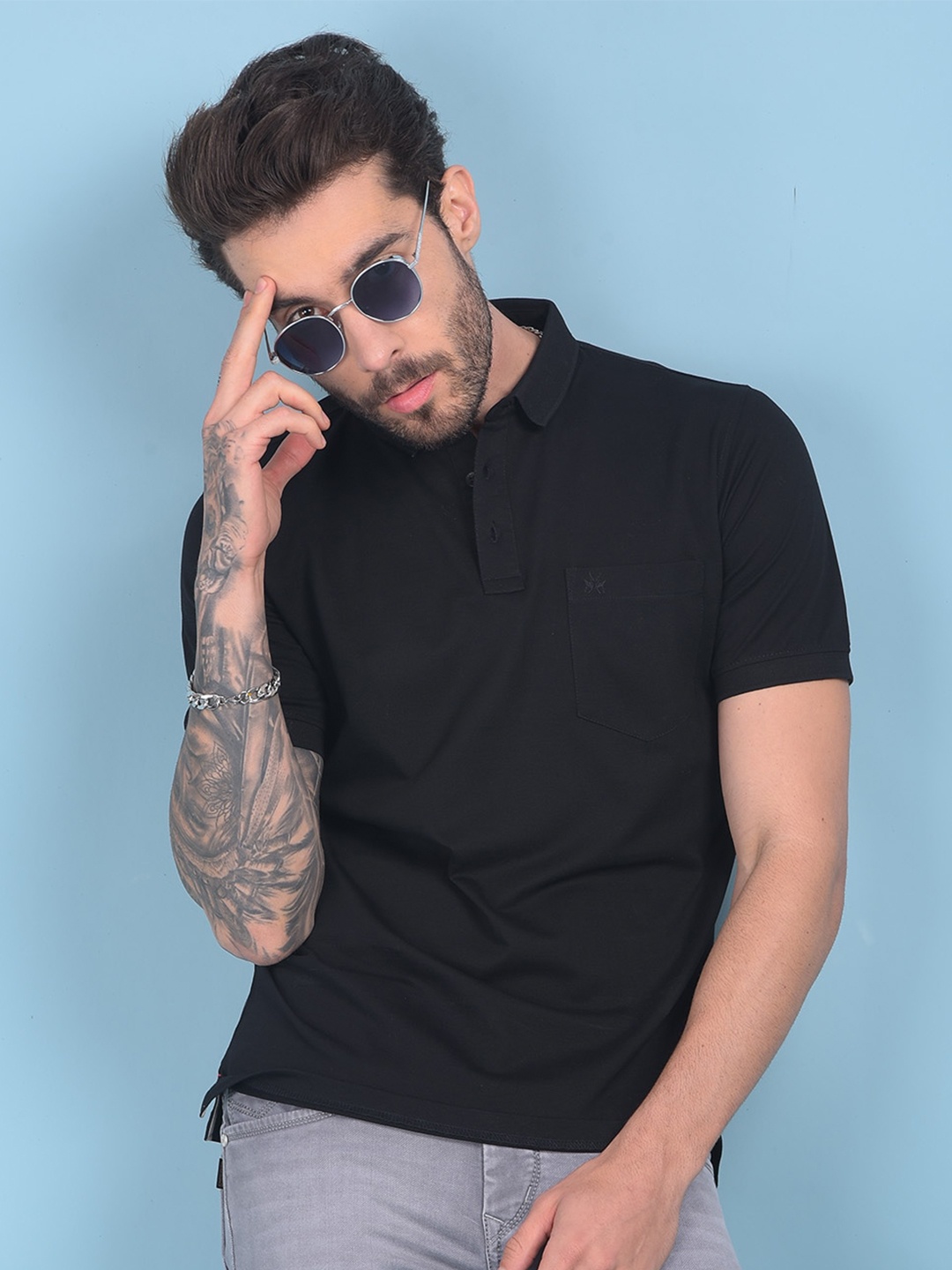 

Crimsoune Club Polo Collar Slim Fit T-shirt, Black