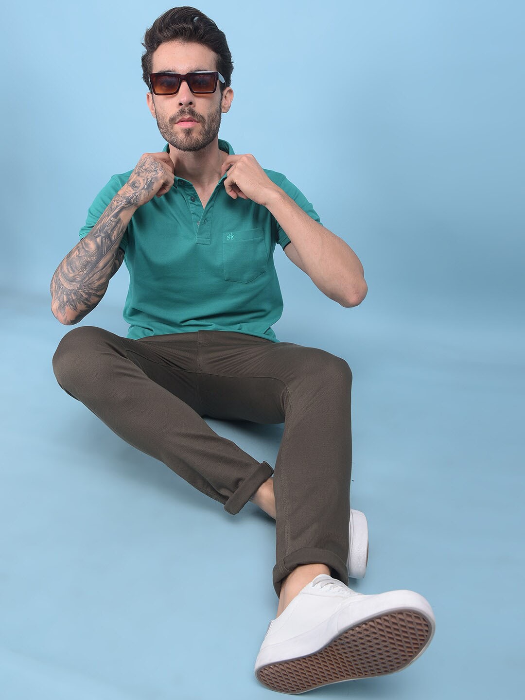 

Crimsoune Club Polo Collar Slim Fit T-shirt, Green