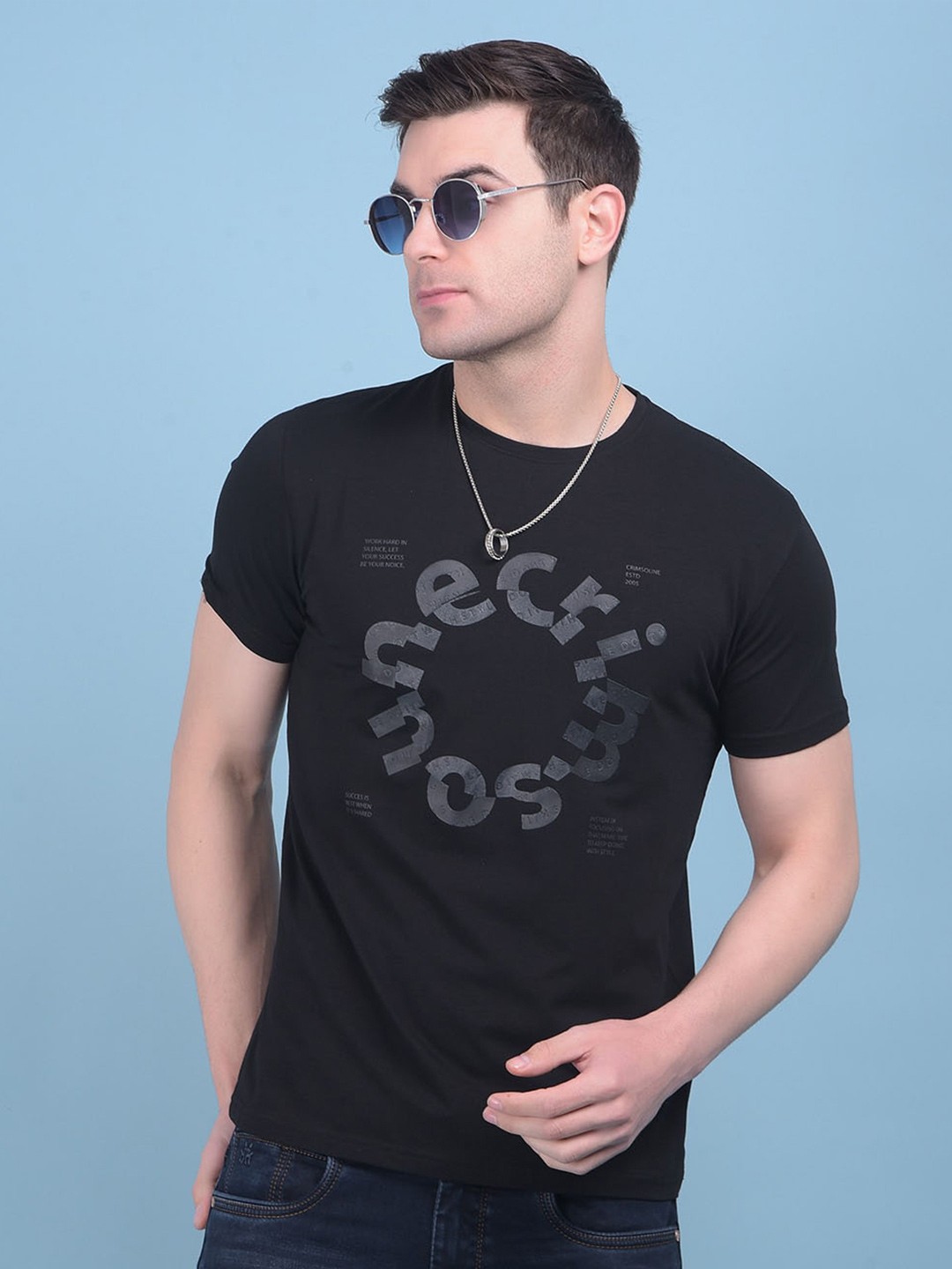 

Crimsoune Club Typography Printed Round Neck Slim Fit T-shirt, Black
