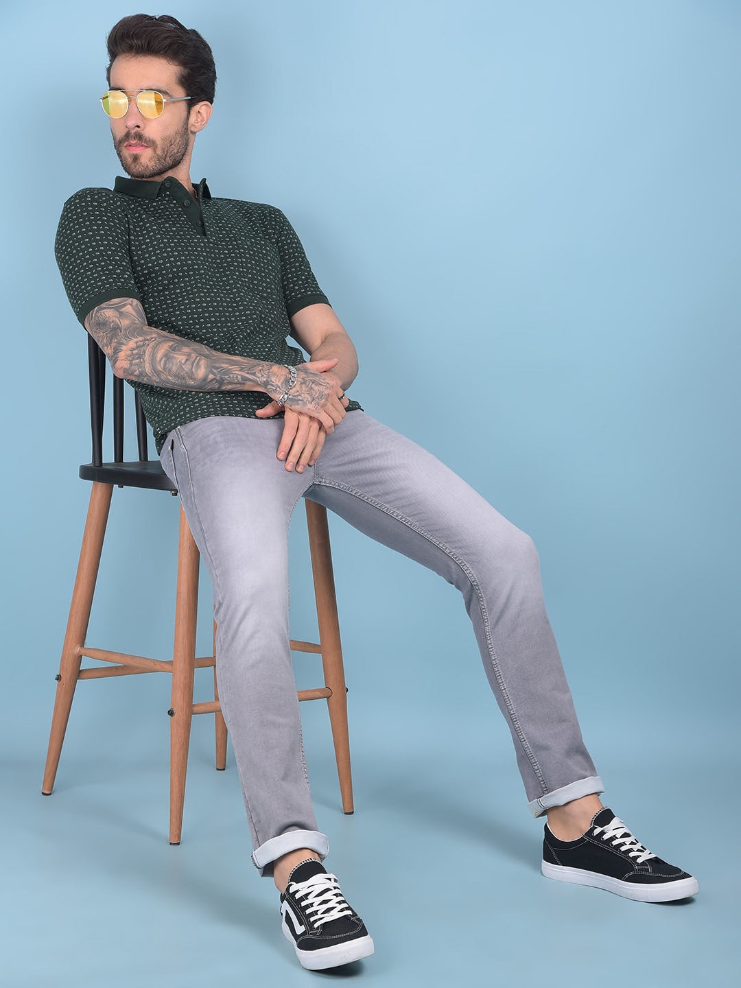 

Crimsoune Club Printed Polo Collar Slim Fit T-shirt, Green