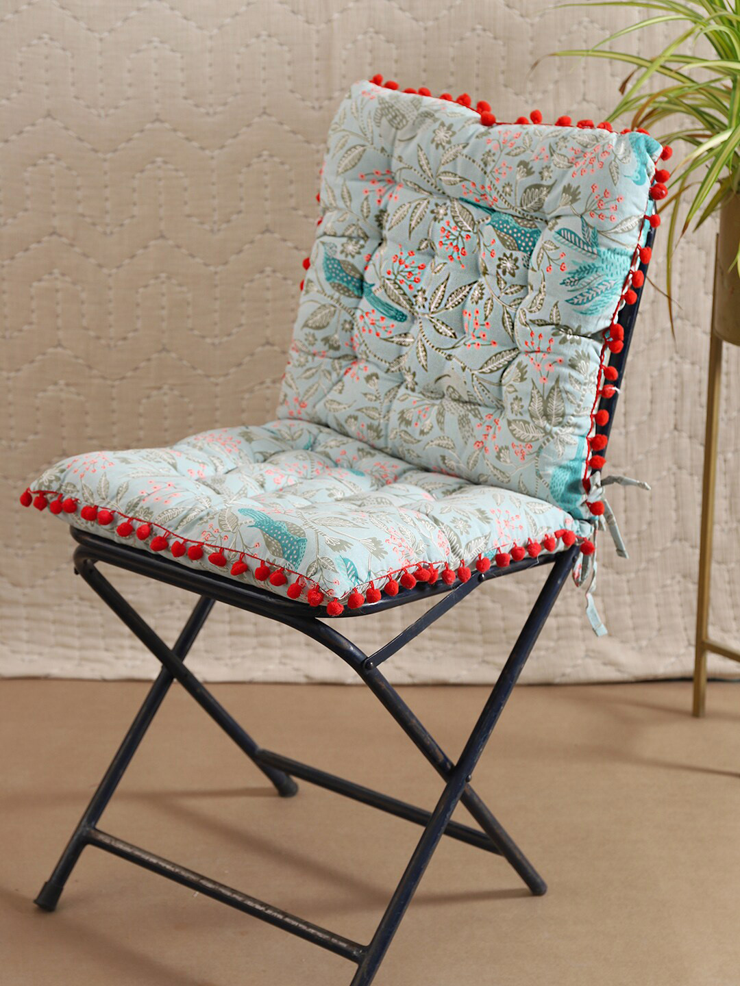 

TARAN LIVING Blue 2 Pieces Printed Cotton Chair Pads