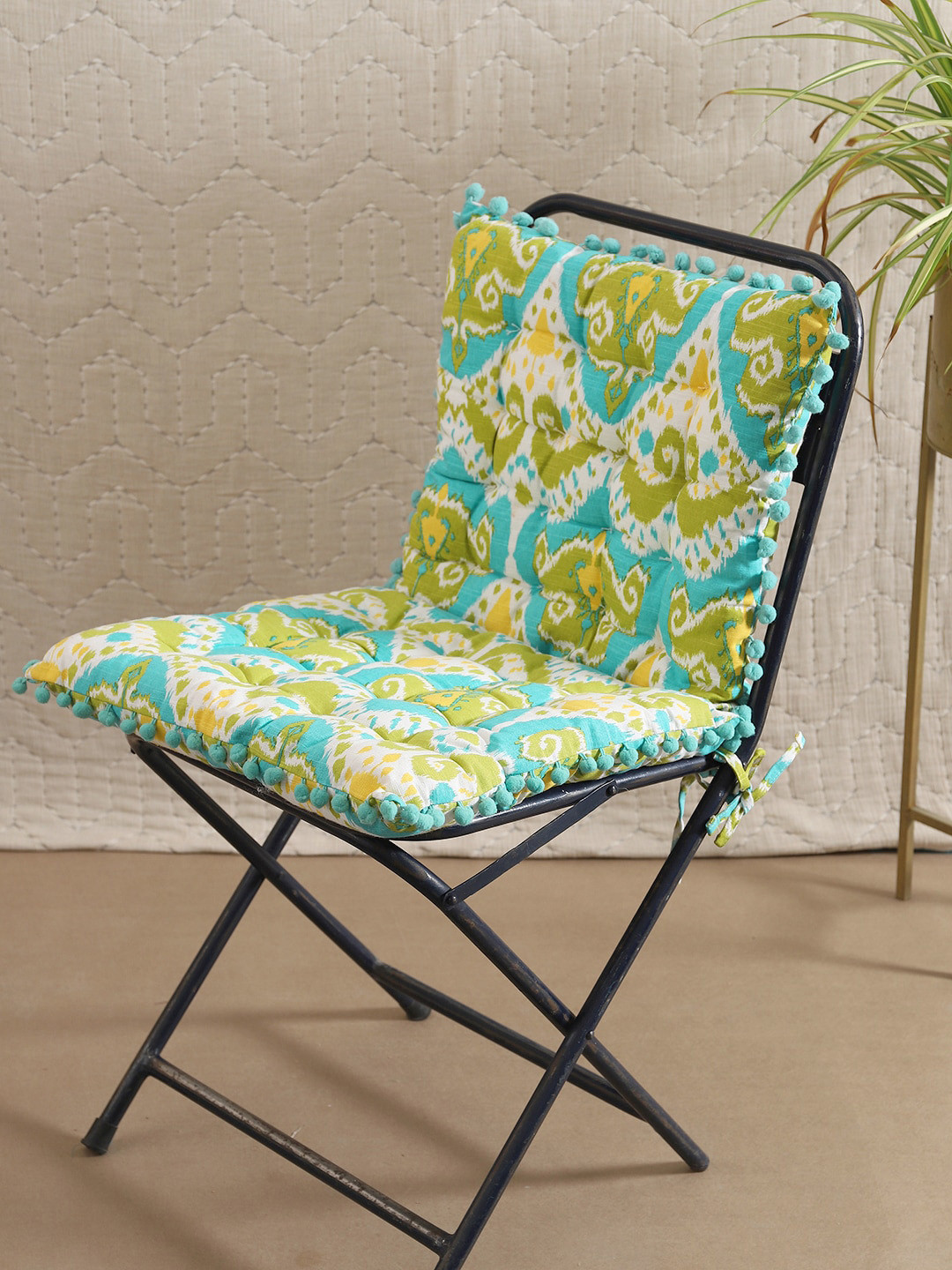 

TARAN LIVING Green 2 Pieces Printed Cotton Chair Pads