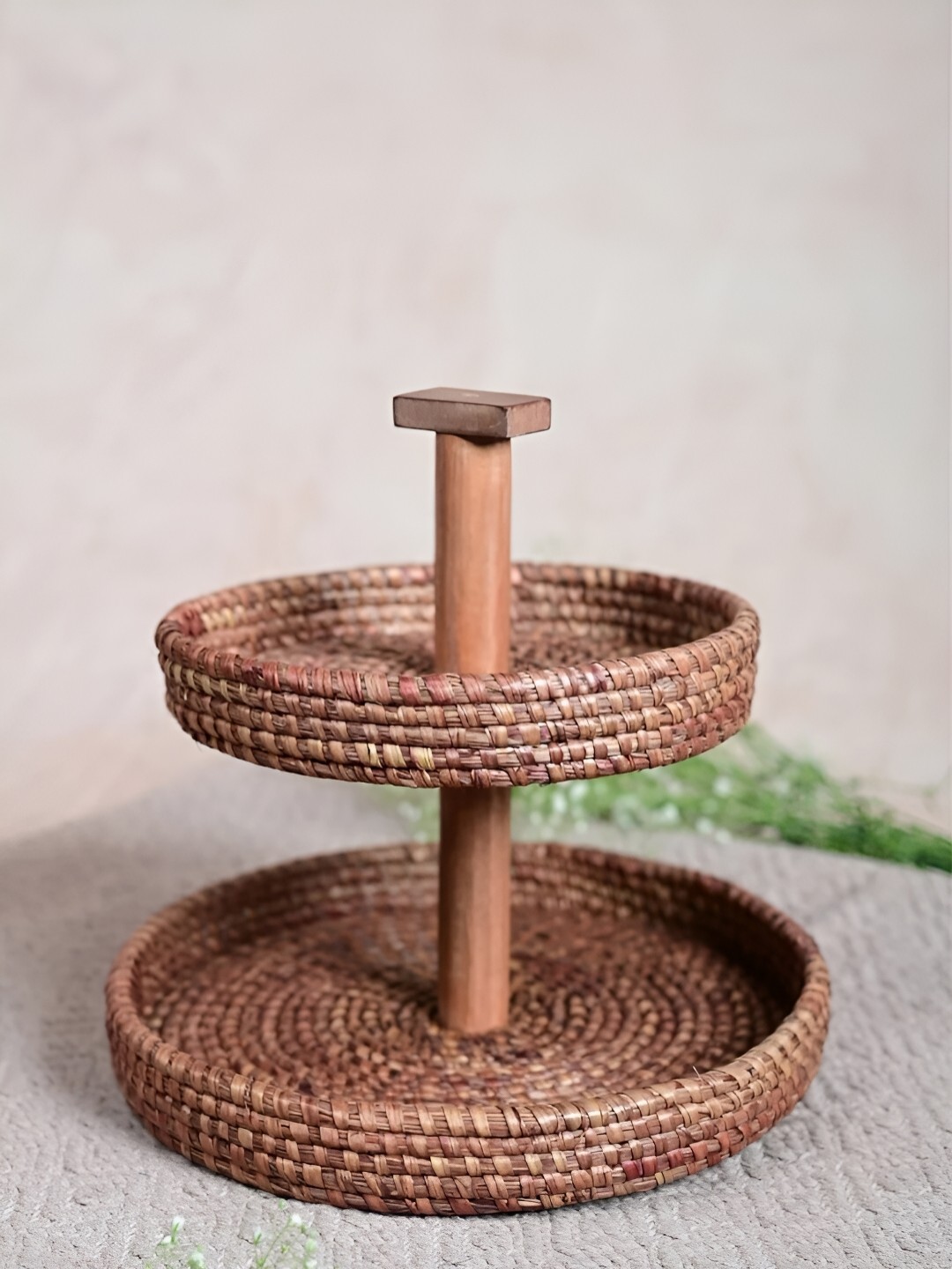 

KADAM HAAT Beige Wooden Easy to Clean Bread Basket
