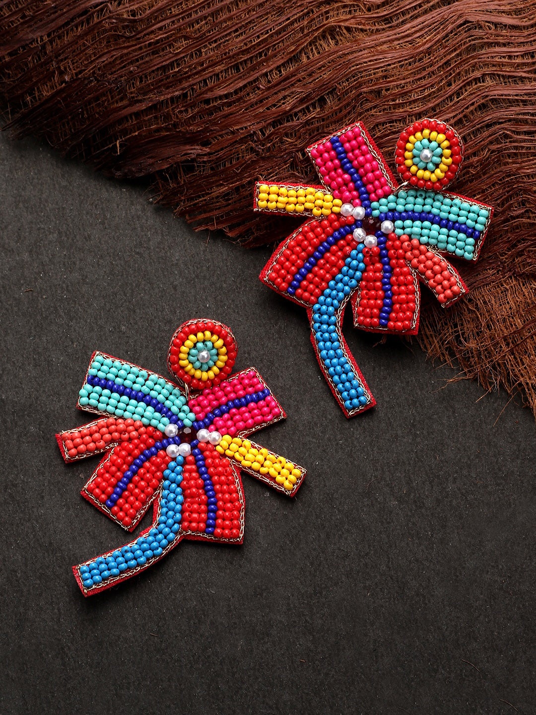 

Mali Fionna Quirky Beaded Studs Earrings, Red