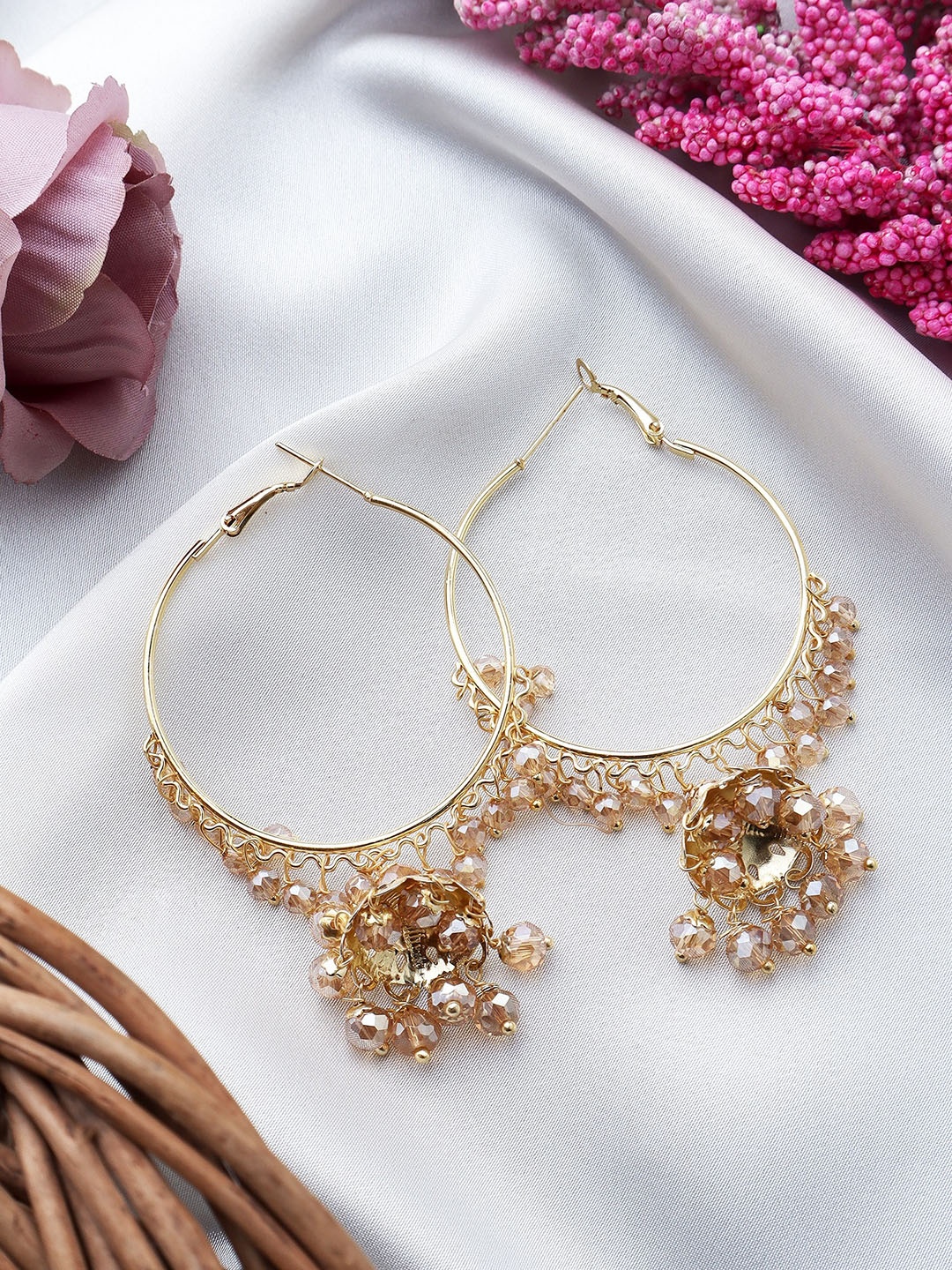 

Mali Fionna Gold-Plated Crystal Contemporary Jhumkas