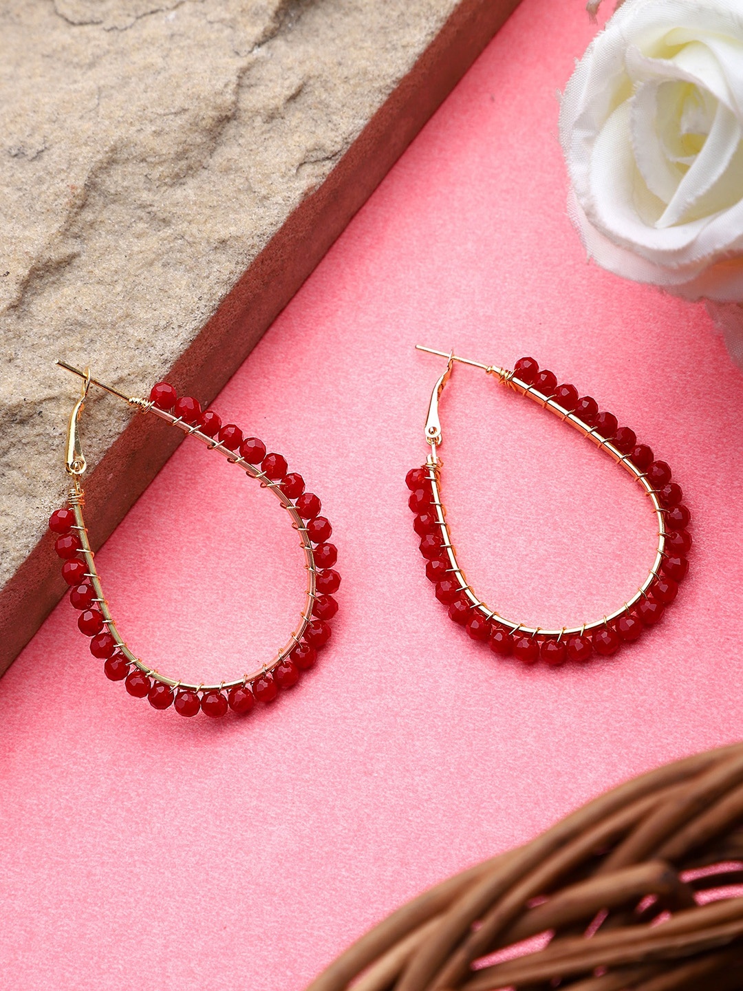 

Mali Fionna Gold-Plated Crystal Oval Hoop Earrings