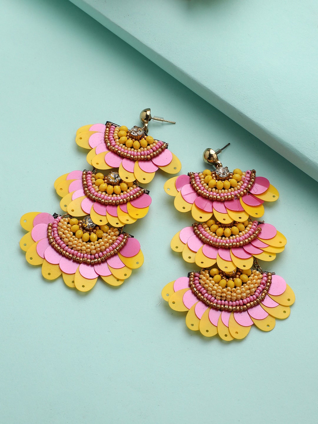 

Mali Fionna Alloy Quirky Beaded Chandbalis Earrings, Pink